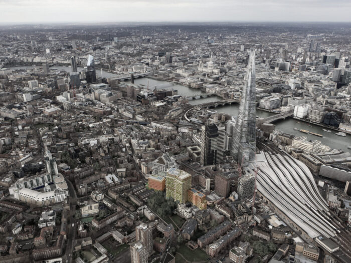 An aerial image of Snowsfields
